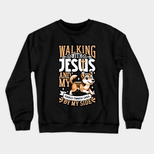 Jesus and dog - Karelo-Finnish Laika Crewneck Sweatshirt